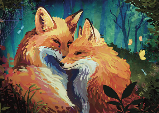 Puzzle en bois 130 pièces 2 renards Lamamics