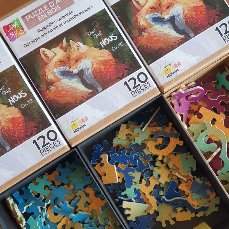 Puzzles en bois fabriqué en France, à la main, avec illustration originale