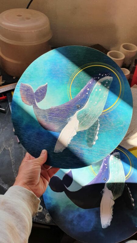 Puzzle en bois, illustration de baleine, fabrication francaise
