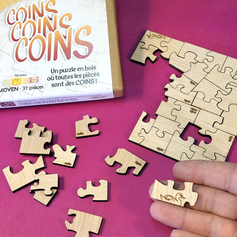 Puzzles en bois conçus, imaginés et fabriqués à vigneux de bretagne, en loire atlantique, en France. Casse-têtes découpés au laser pour une précision maximale.