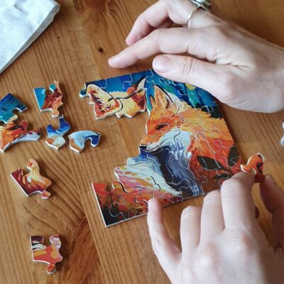Puzzle Couple de renards en bois découpé à la main en France