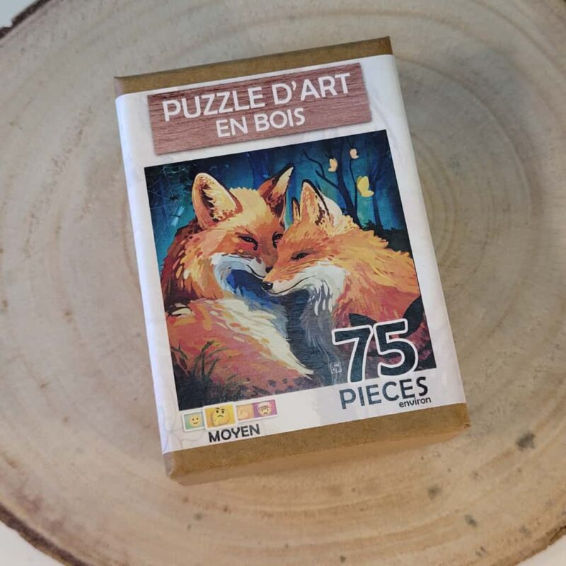 Puzzle renard roux Lamamics — deux renards, pièces biscornues, fabriqué artisanalement en France