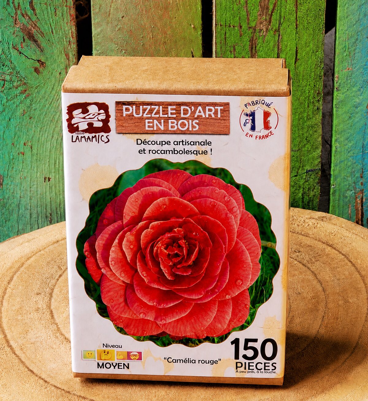 puzzle en bois "fleur de camelia" 150 pièces lamamics - fabrication artisanale