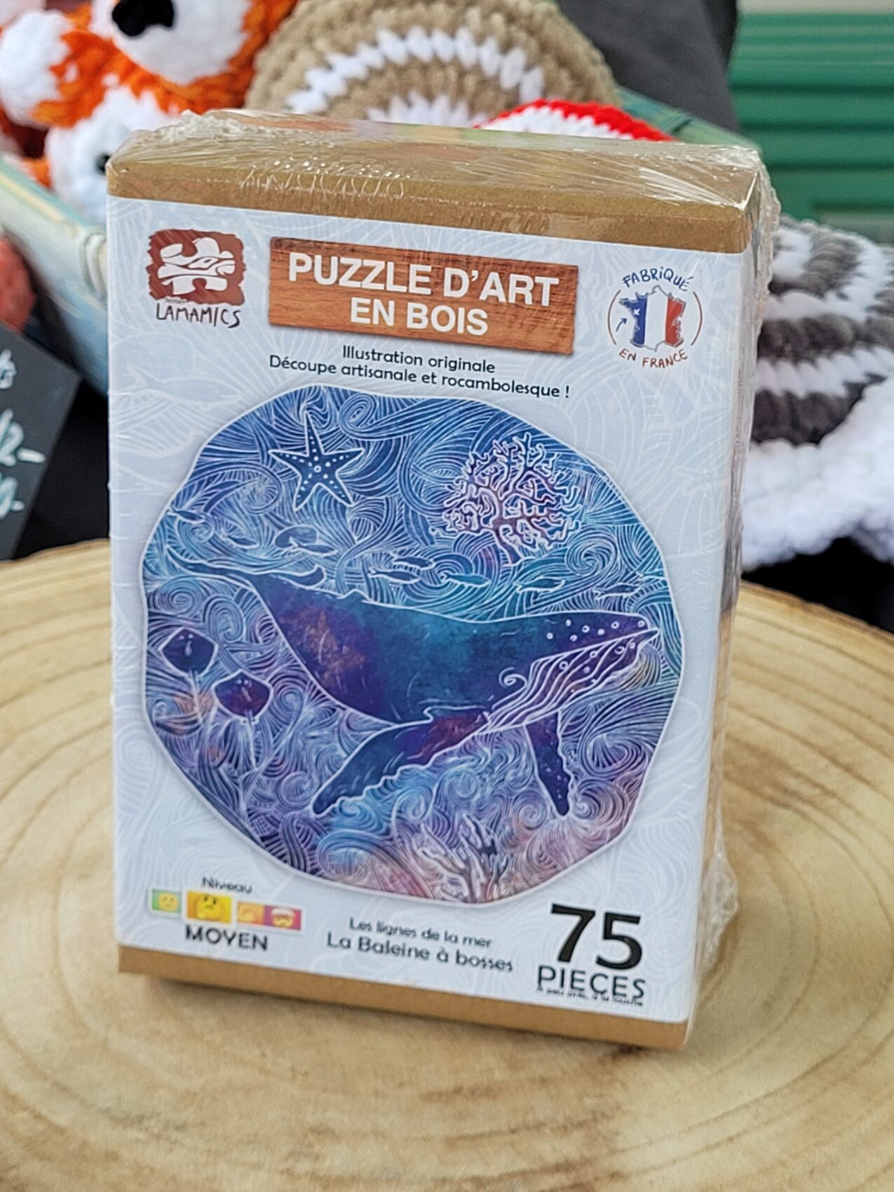 Puzzle en bois - Les lignes de la mer : la baleine à bosses - 75 pièces